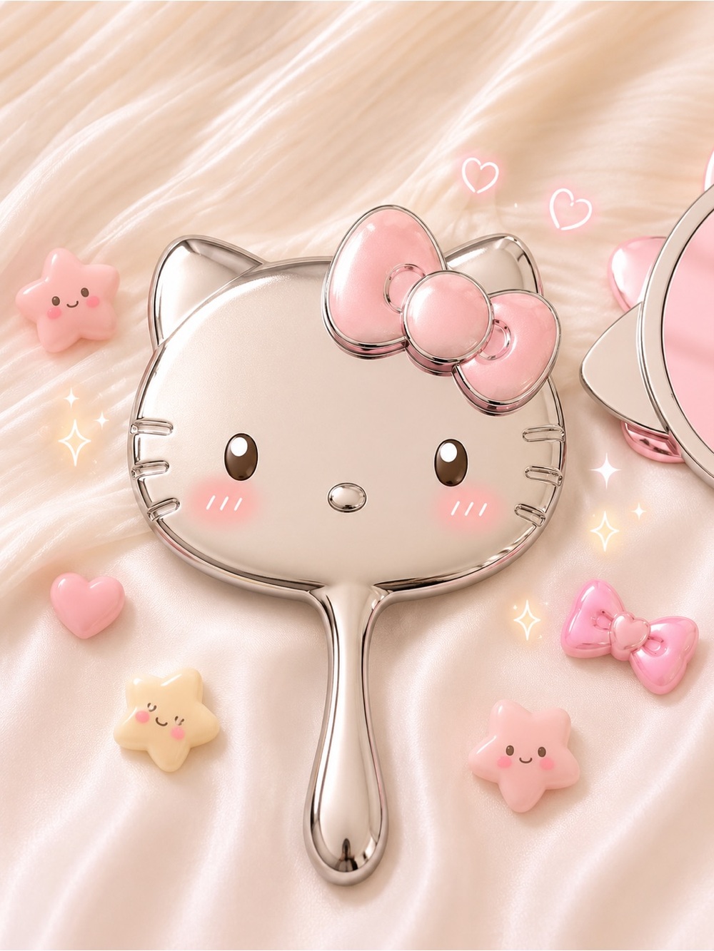 Hello Kitty Silver-Tone Handheld Mirror with Bow